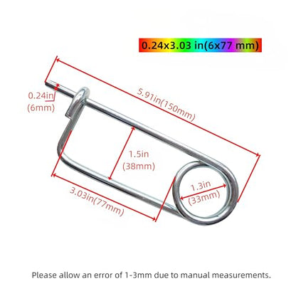 Steel Brooch Shape Open Safety pin Spring pin, Quick Lock line Lock pin Locking Fasteners for Farm Lawn Garden Hooks (0.24x3.03 in(6x77 mm)-2Pcs) - size: 0.24x3.03 in(6x77 mm)-2Pcs