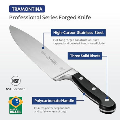 Tramontina Pro Series Forged 8-Inch Chef Knife, Stain-free High-Carbon Steel Kitchen Knives for Cooking - style: 8-Inch Cook's Knife