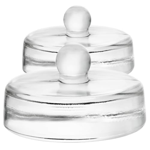 Glass Fermentation Weights Compatible with Weck Jars, Gallon Jars, 3.43" Pickle Weights with Easy-Lift Handle, Heavy 11-13 oz Glass Weights to Keep Food Below, Set of 2