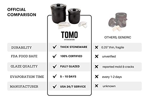 TOMO Fermentation Crock with Weights - Ceramic Sauerkraut Pickling Crock - Stoneware Kombucha Brewing (3L) - size: 3L