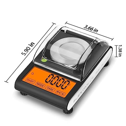 Fuzion Milligram Scale 50g/0.001g, Powder Scale with 9 Accessories | Includes Calibration Weights, Mg Scale for Powder, Supplement, Jewelry, Capsule Filling, Reloading - color: Black Orange