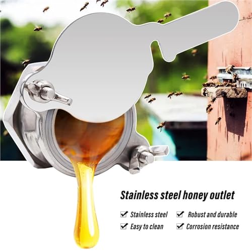 Honey Valve Stainless Steel Beekeeping Equipment Honey Gate Valve Bee Honey Extractor Regulate Flow of Honey Bottling Agriculture Tools Silver For Extractor Bottling Pail Containers