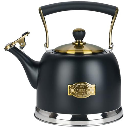 Tea Kettle Stainless Steel Teapot, Stainless Steel Teakettle for Stove Top with Heat Proof Ergonomic Handle 3.0 Quart - color: Black, size: 3 Quarts