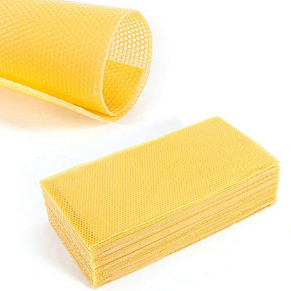 30PCS Beeswax Sheets Natural Beewax Foundation Sheets for Honey Bee Nest Extractation and Candle Making, 30 PCS Beekeeping Foundation Honey Bee Hive Tool 7.7X 16.3