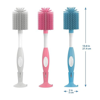 Dr. Brown's Soft Touch No Scratch Baby Bottle Cleaning Brush Nipple Cleaner with Stand and Storage Clip, BPA Free, Pink (Pack of 2) - style: 2 Pack, Pink