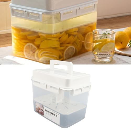 banapoy Press Plate Pickle Kimchi Container, 4L Large Capacity Airtight Clear Sauerkraut Press Container Jar, Kimchi Fermentation Jar Pickle Box for Food Storage