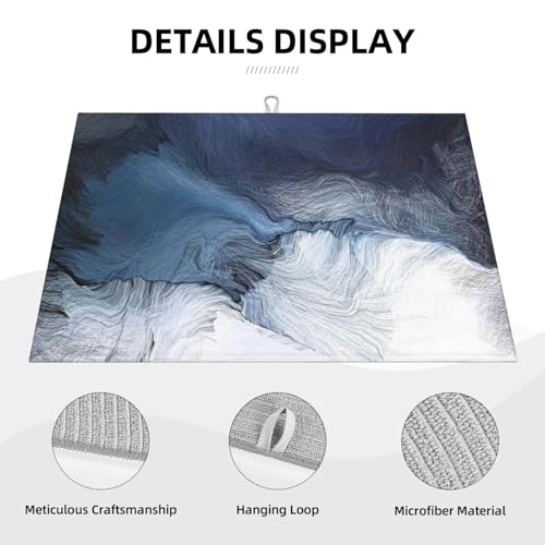 Black Blue Grey White Dish Drying Mat Royal Gray Modern Art Abstract Drying Rack Pad Countertop Dishes Ultra Absorbent Microfiber Kitchen Counter Mat 18x24 Inch - color: Blue White