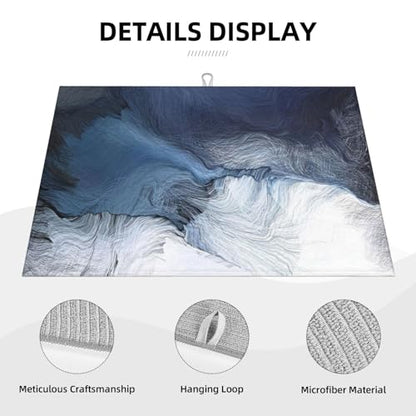 Black Blue Grey White Dish Drying Mat Royal Gray Modern Art Abstract Drying Rack Pad Countertop Dishes Ultra Absorbent Microfiber Kitchen Counter Mat 18x24 Inch - color: Blue White