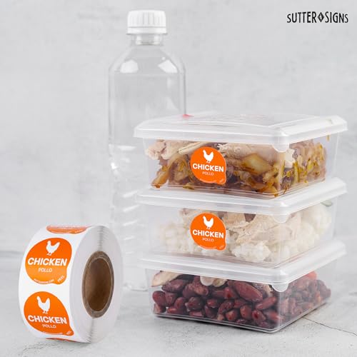 Chicken Food Labels 500 pcs | 1" Dot Bold Sticker Labels for Party Buffet, Delis, Sandwich Shops, Food Containers - size: 1" (Bold)