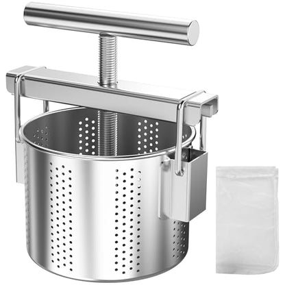 Stainless Steel Manual Vegetable Squeezer-Heavy Duty Cheese & Yogurt Strainer for Removing Excess Liquid from Soft Fruit & Vegetables (Not for Hard Fruits)
