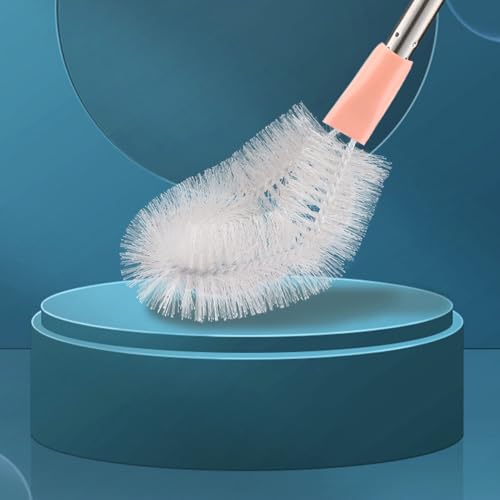 Long Bottle Brush, 70cm Stainless Steel Handle Bendable Head Bottle Cleaner Brush for Household Office (Pink) - color: Pink