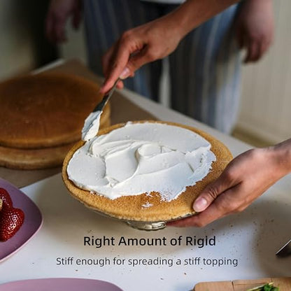 Straight Icing Spatula Stainless Steel Baking Set of 6", 8" & 10" Wooden Handle Cake Decorating Frosting Spatulas - size: straight spatulas 6 8 10 inches