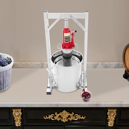 Fruit Wine Press, Stainless Steel Hydraulic Jack Press Extractor, 12L Stainless Steel Household Grape Fruit Juice Wine Making Equipment, Juice Making Machine for Rice Honey Vegetables Cheese Puree - size: 12L/2.64 Gal