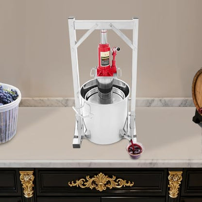 Fruit Wine Press, Stainless Steel Hydraulic Jack Press Extractor, 12L Stainless Steel Household Grape Fruit Juice Wine Making Equipment, Juice Making Machine for Rice Honey Vegetables Cheese Puree - size: 12L/2.64 Gal