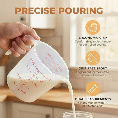 8 Pcs 2 Cup/16 Oz Plastic Measuring Cups With Spout And Handle | 500ml Clear Graduated Measuring Cups With Oz And Ml Markings For Water, Flour, Liquids, Baking, Cooking And Mixing - color: 8 Pcs, size: 2Cup/16OZ