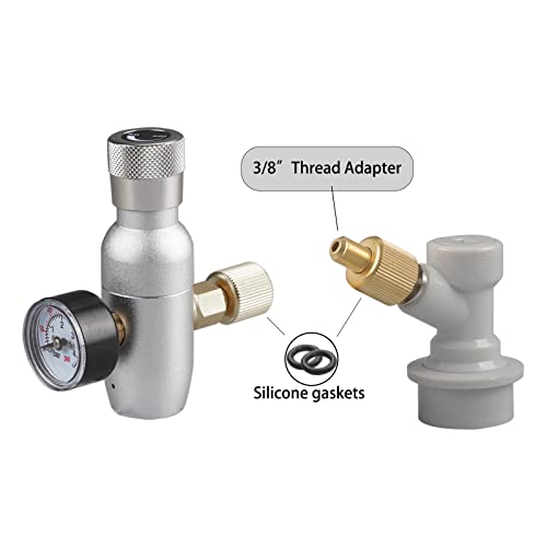 Beer Keg Tap CO2 Charger PERA Brand Ball Lock Beer Faucet Mini Gas regulaor Kit include Beer Faucet Keg Charger Ball Lock MFL Quick Disconnects Set for Home Brewing Mini Keg Corny Cornelius Keg