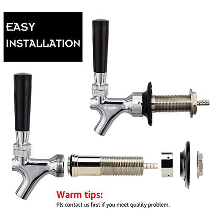 Onebom Beer Draft Faucet with 3`` Shank Kit & Tap Brush, Connect 3/16`` ID Tubing, Chrome Plated No Leaks for Fridge,Keg (3'' Shank) - color: 3'' Shank