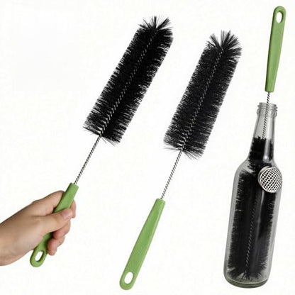 17" Extra Long Water Bottle Cleaning Brush, 2 Pack Flexible Bottle Scrubber for Narrow Neck Wine Decanter, Beer Bottle, Sport Flask, Baby Bottle, Tumbler, Kombucha Carboy, Vase & Kitchen Sink - Black