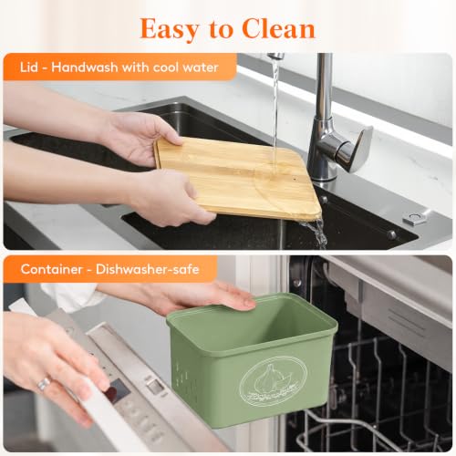 Lifewit Onion and Potato Storage Bin with Aerating Holes and Lid, Stackable Garlic Keeper, Plastic Vegetable Container Box for Kitchen, Green, Set of 2 - color: Green