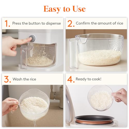 Lifewit Rice Dispenser 25 Lbs(11.3kg), Rice Storage Container Sealed Moisture Proof with Measuring Cup for Kitchen Pantry Household, BPA-Free, 1 Pack White - color: White