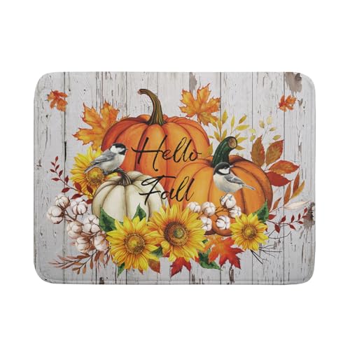 Hello Fall Dish Drying Mat for Kitchen Counter 18x24 Inch Orange Pumpkin Absorbent Drying Pad with Hanging Loop Autumn Home Decoration - color: Hello Fall Pumpkin, size: 18" x 24"
