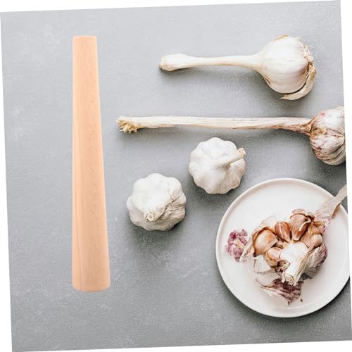 Cabilock Beech Wood Garlic Pestle Stick Handheld Kitchen Mortar Pounder for Garlic and Wooden Masher for Crushing Spices and Sauerkraut