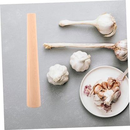 Cabilock Beech Wood Garlic Pestle Stick Handheld Kitchen Mortar Pounder for Garlic and Wooden Masher for Crushing Spices and Sauerkraut
