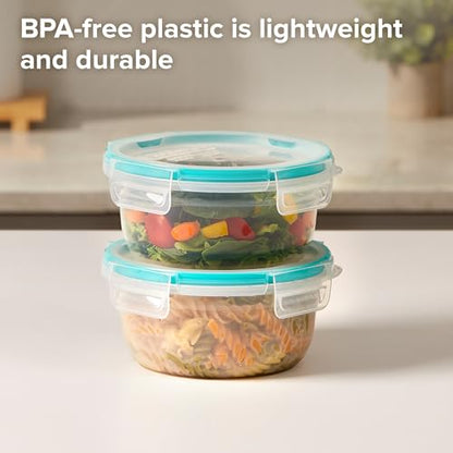 Snapware Plastic Total Solution 2-Pack (4-Cup) Food Storage Containers Set, Leakproof & Airtight Plastic Locking Lids Round Tupperware, Non-Toxic BPA-Free Lids, Microwave Dishwasher Freezer Safe - size: 2 Pack, style: 4 Cup