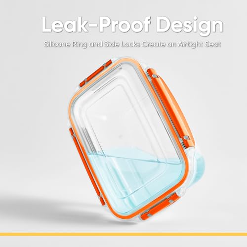 Superio Plastic Food Storage Container with Airtight Lid- 80 Oz, BPA Free, Leakproof, Stackable, Microwave, Dishwasher and Freezer Safe, Orange - color: Orange