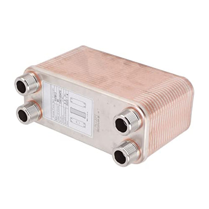 40 Plates Wort Chiller, Stainless Steel Brazed Plate Heat Exchanger with Copper for Beer, Water Hydronic Heating, Snow Melting, Thread Plate Chiller Liquid Accelerated Cooler