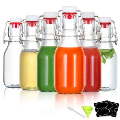 YEBODA 6 Pack 4oz Swing Top Glass Bottles,Small Flip Top Glass bottles with airtight Caps for Home Brewing,Kombucha,2nd Fermentation,Kefir,Beverages,Soda,Oils,Vinegar,Limoncello,Vanilla extract