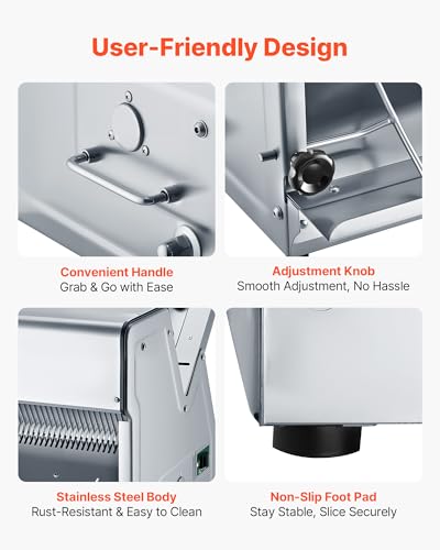 VEVOR Electric Bread Slicer, 370W 1680RPM Bread Slicing C, Stainless Steel Countertop Bread Cutter Machine for 12mm Slice Thickness, Commercial & Home Use for Bakeries Restaurants, 120V - size: Electric
