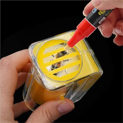 8Pc Queen Bee Marking Bottle Plastic Mark Cage One Hand Hold Catcher with Soft Plunger Plush Beekeeping Supplies | Transparent - Blue - color: Transparent - Blue