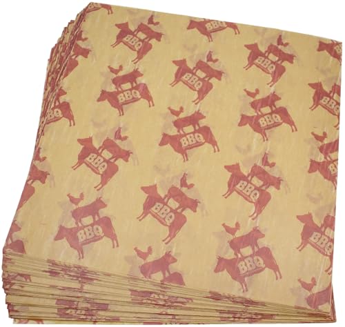 MADE IN USA 1,000 Sheets of Grease-Resistant Food Grade Waxed Kraft Deli Tissue Paper, 12" X 12" (Brown BBQ) - color: Brown BBQ