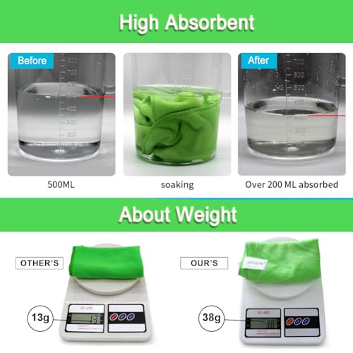 Microfiber Cleaning Cloth for Kitchen Housekeeping Dish Electronics Dust Rags Thick Lint Free Car Wash DryingTowel (12"x12") Green-6 Pack - color: Green