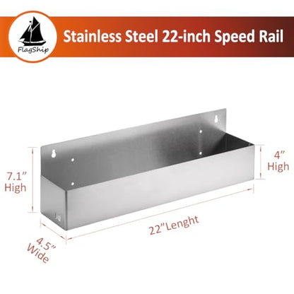 FlagShip Speed Rail 22 Inch Stainless Steel Liquor Bottle Holder Wall Mounted Syrup Rack Bottle Storage for Bar,Kitchen,Coffee Station