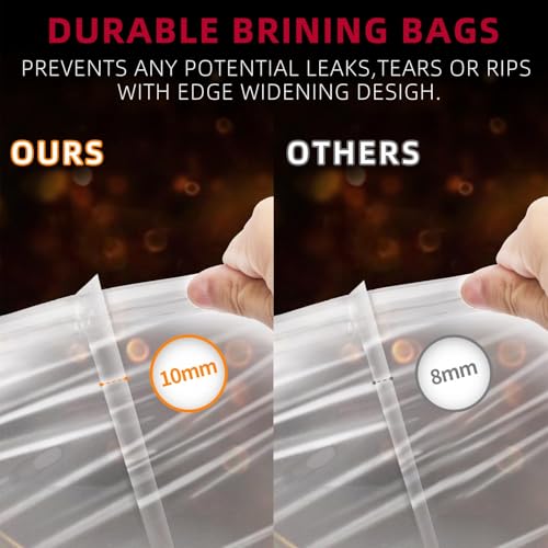 Turkey Brining Bag, 26"×22" 3 Packs Extra Large Brine Bag with 3 Strings Thickened Brining Bag Holds Up to 35 Pounds, Double Zippers Seal Brine Bags for Turkey, Chicken, Beef, Pork, Ham - size: 3PACK- 26"×22"