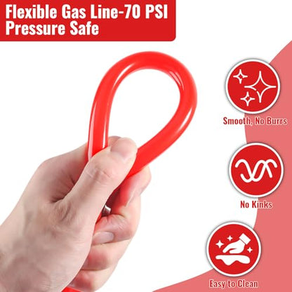 Homebrew Ball Lock Gas Line Assembly, 5 FT Co2 Gas Line Tubing for Kegerator with O.D 5/16”Ball Lock Gas Disconnect PVC Ball Lock Co2 Hose Assemble Draft Beer Red Hose Kit for Corny Keg