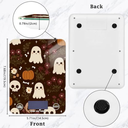 Food Scale Kitchen Digital Scale Food Ounces and Grams Dieting Baking Cooking Waterproof Glass Panels LCD Display,4 Units Scale Tare Function Halloween Fall Skull - color: Skull 08