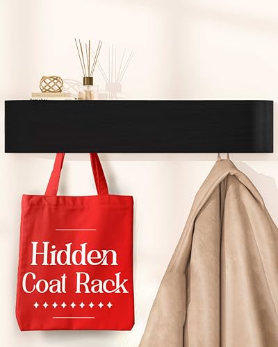 OLEEK wall Coat Rack - wall Shelf with Hooks - entryway Hooks - entryway Shelf - Modern Coat Rack - Wooden Coat Rack wall Mount for Home Decor - Wooden Mount for Home Decor - Coat Hanger Wall Mount - color: Black colour