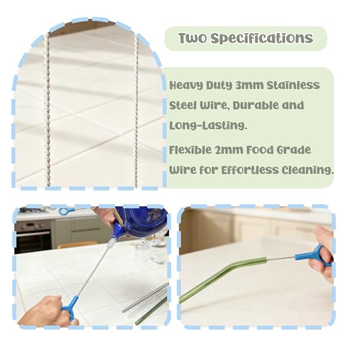 Extra Long Straw Cleaner Brush with Durable Nylon Bristles | Perfect for Reusable Straws, Baby Bottles, Tumblers, Sippy Cups & Narrow Tubes