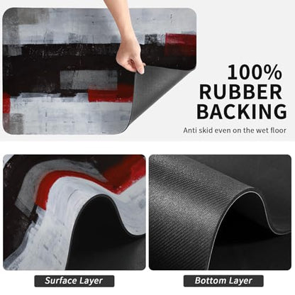 Dish Drying Mat for Kitchen Counter, Black and Grey Abstract Art, Absorbent Quick Dry Pad with Rubber Backing, Draining Mat Dish Rack Pad for Dishes, Utensils, Countertops, Sinks 12" x 20 - color: Black and Grey