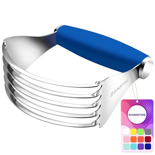 Rainspire XL Pastry Cutter For Baking, Heavy Duty Pastry Blender Stainless Steel, Thick Sharp Blades Dough Blender, Dough Cutter Butter Cutter Pastry for Easy Mixing, Dishwasher Safe, Dark Blue - color: Dark Blue