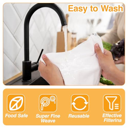 9 Pcs Fine Mesh Strainer Bags with Stainless Steel Handle, Reusable Nut Milk Bag Cheesecloth Filter Bag for Straining Cheese Fruit Juice Coffee Yogurt Tea (Small)