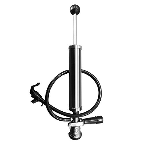 PERA Beer Keg Party Pump 8 inch Keg Beer tap Pump Chrome-Plated D-System Beer Taps for Kegs US Keg Pump Draft Beer Picnic Tap Beer Keg Tap Kit with Black Picnic Tap hose kit for Homebrew