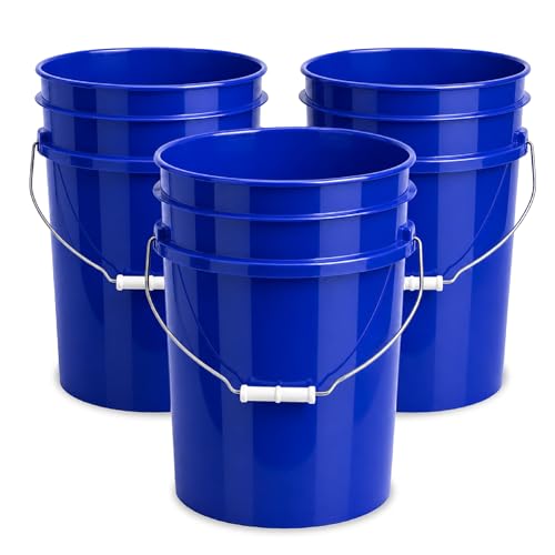 ePackageSupply 5 Gallon Bucket - Food Grade Bucket, Metal Handle Grip, BPA-Free, Heavy-Duty 90 Mil HDPE Plastic Pail, Stackable Utility Container, Made in USA, Lid Not Included, Blue, 3 Packs - color: Blue, size: 3 Packs