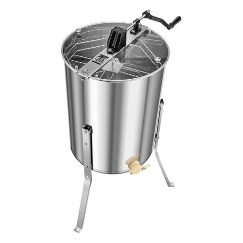 VEVOR Honey Extractor, 4/8 Frame Manual Honey Extractor with Transparent Lid, Stainless Steel Honeycomb Drum Spinner with Height Adjustable Stand, Honeycomb Extraction Equipment for Beekeeping - style: 8 Frame Rack(4 Deep Frames)