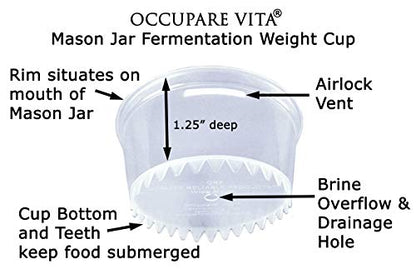 BETTER than Glass Fermentation Weights - Food Grade Plastic Mason Jar Food Fermentation Weights CUPS keep food submerged in brine (6-3" WIDE MOUTH CUPS ONLY, NOT KITS) - size: 6-3" WIDE MOUTH CUPS ONLY, NOT KITS