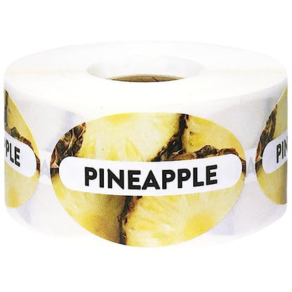 Pineapple Grocery Store Food Labels 1.25 x 2 Inch Oval Shape 500 Total Adhesive Stickers - color: Pineapple