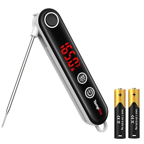 TempPro TempSwift 0.5 Sec Instant Read Meat Thermometer Digital | Cooking Thermometer with Backlit Display, Pop-Up Meat Probe, Food Thermometer for Grill BBQ Smoker Fry Candy, NSF Certified
